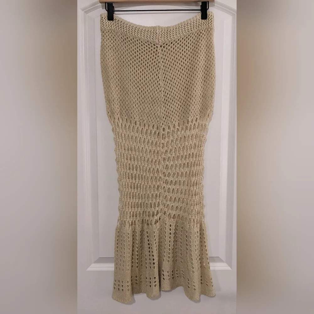 NWOT Tan Knit Cover Up Beach Skirt Size S - Picture 2 of 3